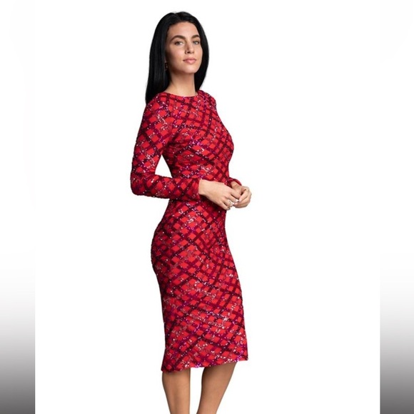 Dress the Population Dresses & Skirts - EMERY DRESS In Rouge Red Multi